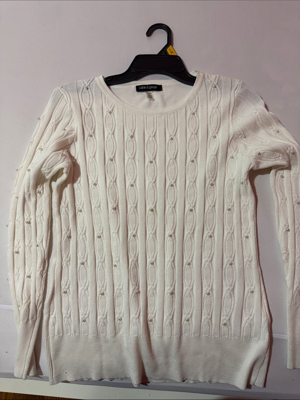 Cable & Gauge Ivory Cable Knit Crewneck Sweater